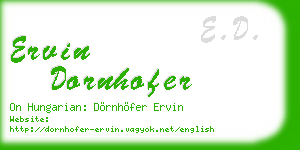 ervin dornhofer business card
